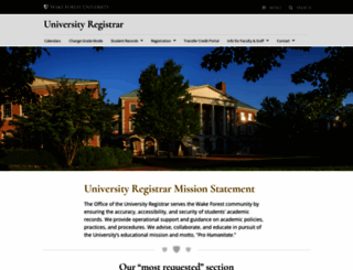 registrar.wfu.edu screenshot