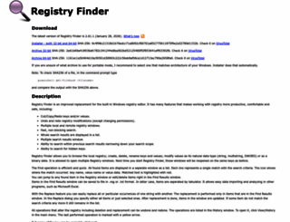 registry-finder.com screenshot