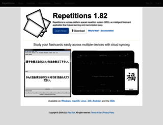repetitionsapp.com screenshot