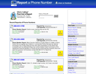 reportaphonenumber.com screenshot