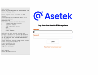rma.asetek.com screenshot