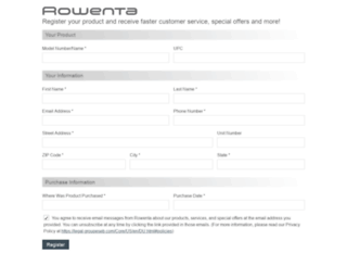rowenta.registria.com screenshot
