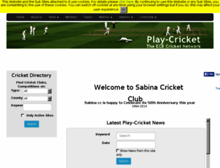 sabinacc.play-cricket.com screenshot