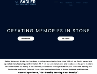 sadlermonument.com screenshot