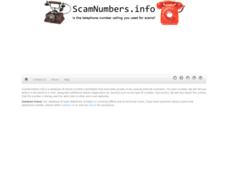 scamnumbers.info screenshot