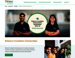 scholarships.reliancefoundation.org screenshot