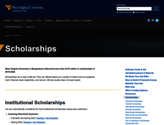 scholarships.wvu.edu screenshot
