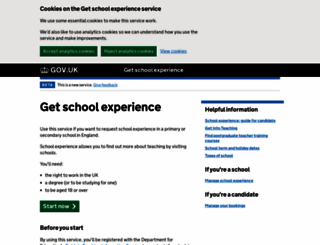 schoolexperience.education.gov.uk screenshot