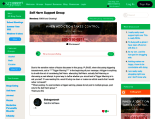 self-injury.supportgroups.com screenshot