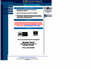 senatortravel.com screenshot