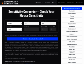 sensitivityconverter.net screenshot