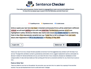 sentencechecker.com screenshot