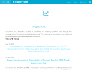 sequenom.investorroom.com screenshot