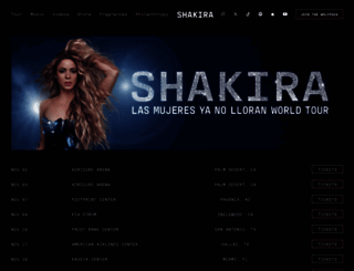 shakira.com screenshot