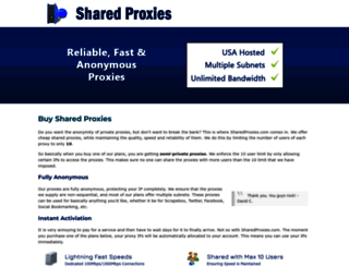 sharedproxies.com screenshot