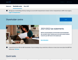 shareholdercentre.amp.com.au screenshot
