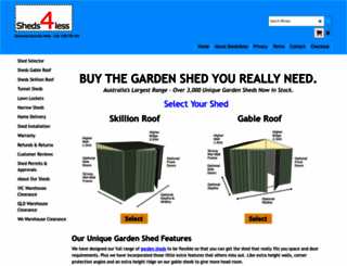 sheds4less.com.au screenshot