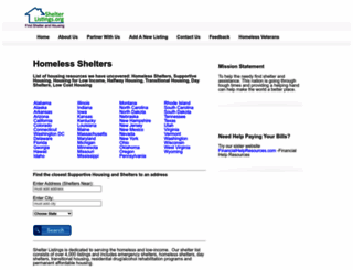 shelterlistings.org screenshot