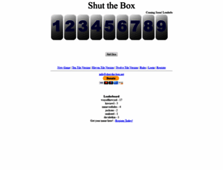 shut-the-box.net screenshot