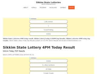 sikkim.lotteries.ind.in screenshot