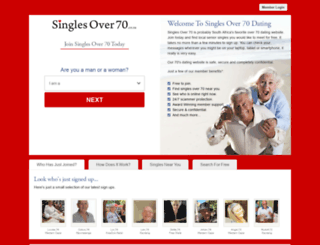 singlesover70.co.za screenshot