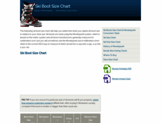 skibootsizingcharts.com screenshot
