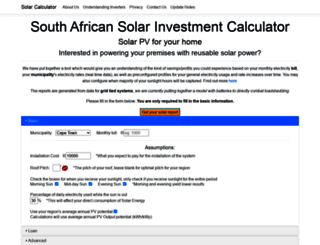 solarcalculator.co.za screenshot