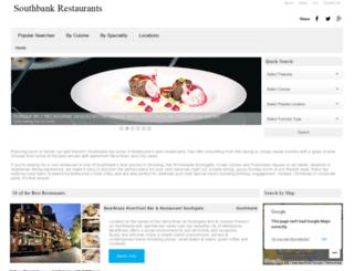 southbankrestaurants.com.au screenshot
