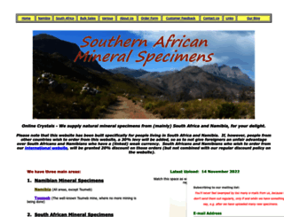 southernafricanmineralspecimens.co.za screenshot