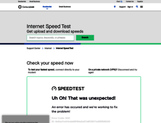 speedtest.centurylink.net screenshot