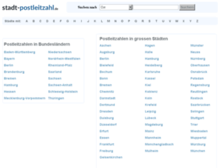 stadt-postleitzahl.de screenshot