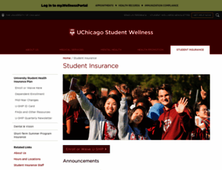 studentinsurance.uchicago.edu screenshot