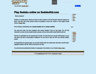 sudokukid.com screenshot