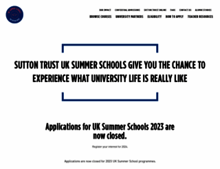summerschools.suttontrust.com screenshot