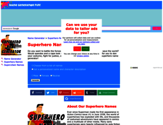 superhero.namegeneratorfun.com screenshot