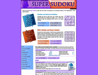 supersudoku.com screenshot