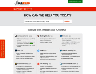 support.bigrock.com screenshot