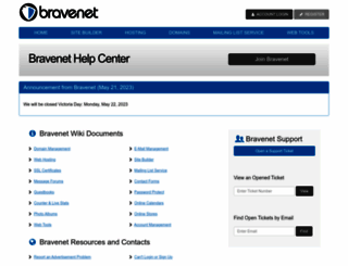 support.bravenet.com screenshot