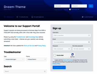 support.dream-theme.com screenshot