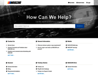 support.nascar.com screenshot