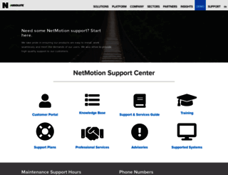 support.netmotionsoftware.com screenshot