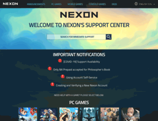 support.nexon.net screenshot