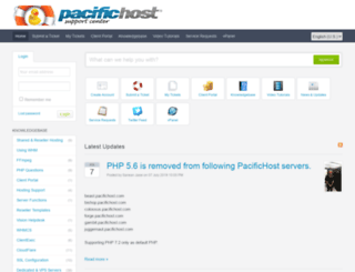 support.pacifichost.com screenshot