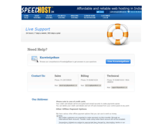 support.speedhost.in screenshot