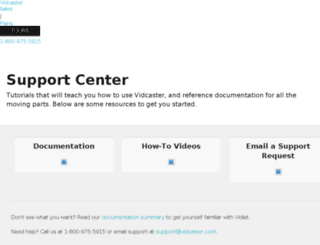 support.vidcaster.com screenshot
