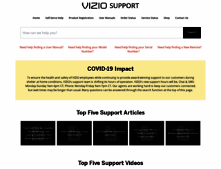 support.vizio.com screenshot