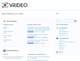 support.vrideo.com screenshot