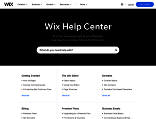 support.wix.com screenshot