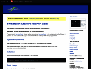 swiftmailer.org screenshot