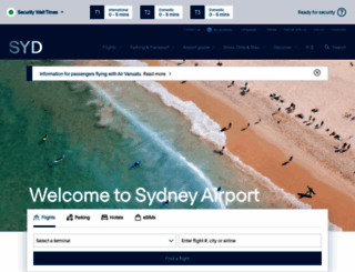 sydneyairport.com.au screenshot